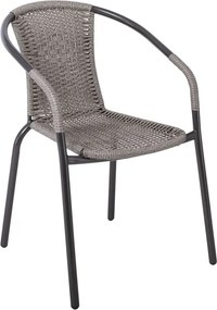 BALENO Πολυθρόνα Στοιβαζόμενη, Μέταλλο Βαφή Ανθρακί, Wicker Mixed Grey   1τμχ