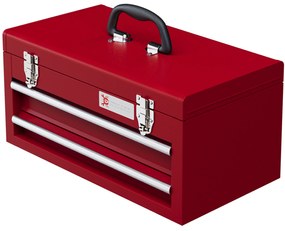 DURHAND Εργαλειοθήκη με 2 συρτάρια, επάνω αποθηκευτικός χώρος, ατσάλινες κλειδαριές, λαβή μεταφοράς, 46x24x22 cm, Κόκκινο