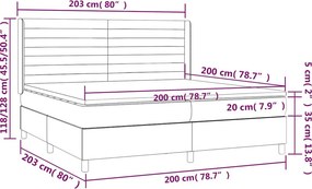 vidaXL Κρεβάτι Boxspring με Στρώμα Μαύρο 200x200 εκ. Υφασμάτινο