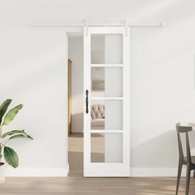 vidaXL Ολισθητή Πόρτα Λευκό 61 x 198.5 εκ. Ξύλο και μέταλλο