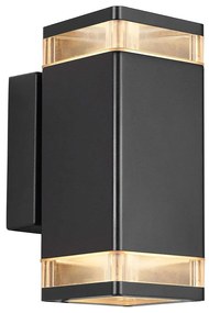 Φωτιστικό Τοίχου Elm Double 45331003 13x18cm 2xGU10 20W IP44 Black Nordlux Aluminium, Plastic