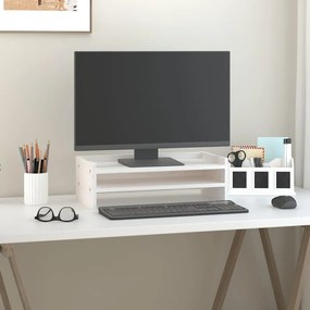 vidaXL Βάση Οθόνης Λευκή 50x24x16 εκ. από Μασίφ Ξύλο Πεύκου