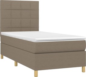 vidaXL Κρεβάτι Boxspring με Στρώμα Taupe 90x200 εκ. Υφασμάτινο