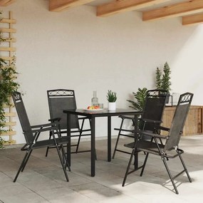 vidaXL Πτυσσόμενες καρέκλες 4 τεμ. Melange Grey Steel και Textilene