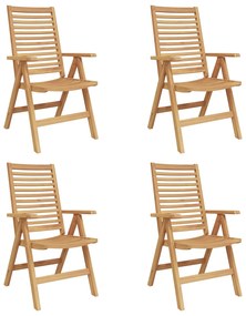 Καρέκλα Κήπου 4 pcs Καφέ 52 x 64.5 x 108 εκ. Μασίφ ξύλο teak