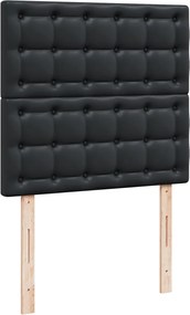 vidaXL Κρεβάτι Boxspring με Στρώμα Μαύρο 90x190εκ. από Συνθετικό Δέρμα