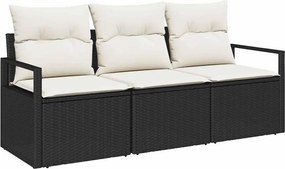 vidaXL Σετ Καναπέ 3 pcs Μαύρο συνθετικό ρατάν