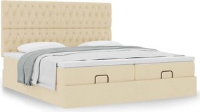 vidaXL Οθωμανικό κρεβάτι με στρώματα Κρέμα 180x200cm ύφασμα