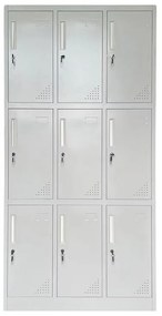 LOCKER 9 Θέσεων Μέταλλο Βαφή Ανοιχτό Γκρι Με εσωτερικά ράφια