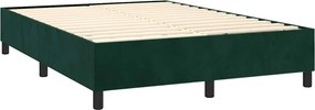 vidaXL Κρεβάτι Boxspring με Στρώμα &amp; LED Σκ. Πράσινο 140x200εκ Βελούδο