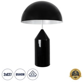 GloboStar® URANUS-L 61457 Μοντέρνο Επιτραπέζιο Φωτιστικό Πορτατίφ Δίφωτο 2 x E27 AC220-240V IP20 - Φ50 x Υ77cm - Μαύρο Μεταλλικό Καμπάνα με Διακόπτη On/Off - 5 Years Warranty