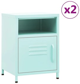 vidaXL Κομοδίνα 2 τεμ. Χρώμα Μέντας 35 x 35 x 51 εκ. Ατσάλινα