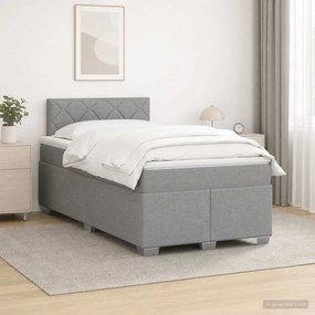 vidaXL Κρεβάτι box spring με στρώμα Ανοιχτό γκρι 120 x 190 cm Ύφασμα