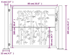 Πύλη Κήπου με Σχέδιο Μπαμπού 105 x 105 εκ. από Ατσάλι Corten - Καφέ