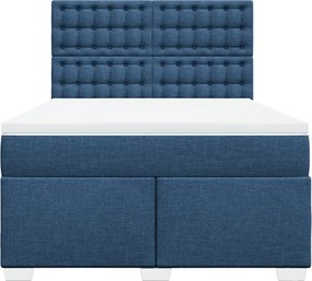 vidaXL Κρεβάτι Boxspring με Στρώμα Μπλε 140x200 εκ. Υφασμάτινο
