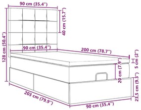 Οθωμανικό κρεβάτι με στρώμα σκούρο καφέ 90x200cm ύφασμα - Καφέ