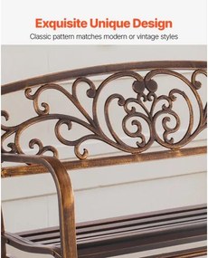 VEVOR Outdoor Bench Patio Bench Glider 127 cm Metal Frame Cast Iron Backrest