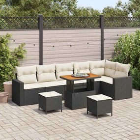 vidaXL Σετ Καναπέ Κήπου 9 pcs Μαύρο και κρεμ 90 x 55 x 71 cm