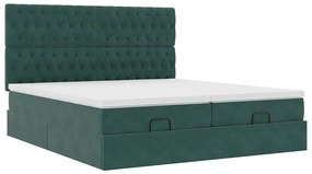 vidaXL Οθωμανικό κρεβάτι με στρώματα&LEDs Dark Green 180x200cm Velvet