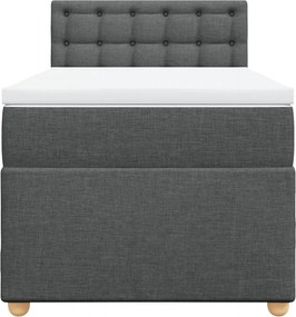 vidaXL Κρεβάτι Boxspring με Στρώμα Σκούρο Γκρι 90x200 εκ. Υφασμάτινο