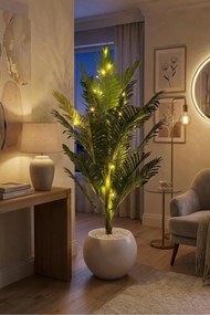 Stewehome Τεχνητό δέντρο αρέκα με 24 φύλλα σε στρογγυλή γλάστρα Λευκό