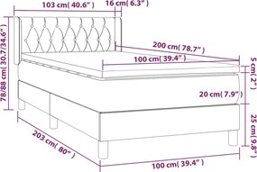 vidaXL Κρεβάτι Boxspring με Στρώμα Κρεμ 100 x 200 εκ. Υφασμάτινο