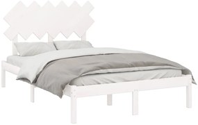 vidaXL Πλαίσιο Κρεβατιού Λευκό 120x190 εκ. Μασίφ Ξύλο Small Double