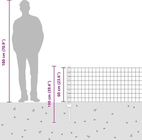 vidaXL Περίφραξη Euro με Στήλη 50 x 0,6 μ Γαλβανισμένος Χάλυβας Ασημί