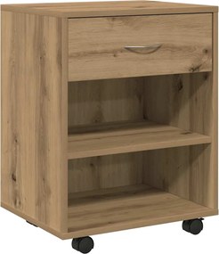 vidaXL Ντουλάπι Τροχήλατο Αρτισιανή Δρυς 46x36x59 εκ. Επεξεργ. Ξύλο