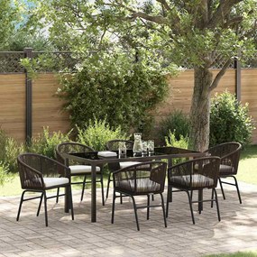 vidaXL Σέτ φαγητού για κήπο 7 pcs Καφέ Χάλυβας με επίστρωση πούδρας