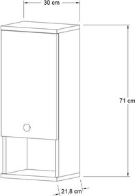 Ντουλάπι μπάνιου επιτοίχιο Mis Megapap χρώμα sapphire oak 30x21,8x71εκ.