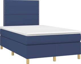 vidaXL Κρεβάτι Boxspring με Στρώμα Μπλε 120x190 εκ. Υφασμάτινο