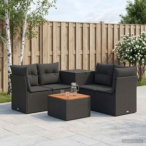 vidaXL Σετ Καναπέ 6 τμχ. Μαύρο 55 x 55 x 37 cm Πολυ-ρακί και Χάλυβας