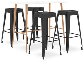 Σετ Επίπλων Μπαρ 5 Τεμαχίων Λευκό & Μαύρο