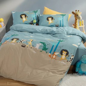 Παπλωματοθήκη Παιδική Wild Dance (Σετ 2τμχ) Blue Nef-Nef Homeware Μονό 160x240cm 100% Βαμβάκι