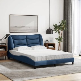 vidaXL Κρεβάτι με Στρώμα Hvar Μπλε 140x190 εκ. Υφασμάτινο
