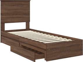 vidaXL Κρεβάτι Αποθήκης Καφέ δρυς 75 x 190 cm Επεξεργασμένο ξύλο