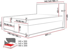 Επενδυμένο κρεβάτι Simple-Gkri-160 x 200