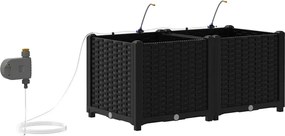 vidaXL Γλάστρα Κήπου 2 pcs Μαύρο Ατσάλι