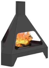vidaXL Τζάκι με Καμινάδα Μαύρο 50x43x52 εκ Ατσάλι