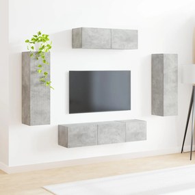 vidaXL Ντουλάπι TV 5 pcs Σκυρόδεμα Γκρι