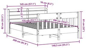 ΣΚΕΛΕΤΟΣ ΚΡΕΒΑΤΙΟΥ ΧΩΡΙΣ ΣΤΡΩΜΑ 135X190 ΕΚ ΜΑΣΙΦ ΞΥΛΟ ΠΕΥΚΟΥ 3307020