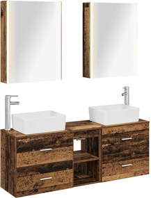 vidaXL Σετ Επίπλων Μπάνιου 5 pcs Παλαιωμένο ξύλο