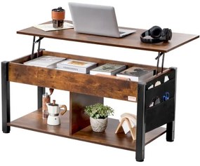 VEVOR Lift Top Coffee Table 41.7" Rectangle Coffee Table for Living Room Brown