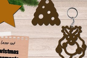 Σετ των 3 Intra απο ξύλο plywood 3mm-4mm πάχος Χριστουγεννιάτικο Στολίδι 3D Layered, Δίασταση 8x8 cm INTRAFABR-82402236