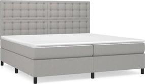 vidaXL Κρεβάτι Boxspring με Στρώμα Ανοιχτό Γκρι 200x200 εκ. Υφασμάτινο