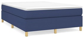 Κρεβάτι Boxspring με Στρώμα Μπλε 140x190 εκ. Υφασμάτινο - Μπλε