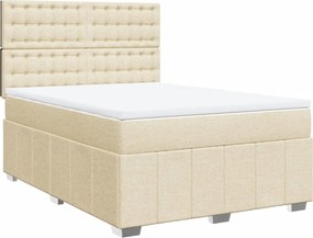 vidaXL Κρεβάτι Boxspring με Στρώμα Κρεμ 140x200 εκ. Υφασμάτινο