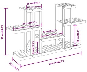 Βάση Λουλουδιών 110 x 25 x 73 εκ. από Μασίφ Ξύλο Ελάτης - Καφέ