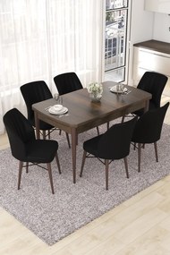 Extendable Dining Table &amp; Chairs Set (7 Pieces) Nef - Baroque, Black Baroque
Black